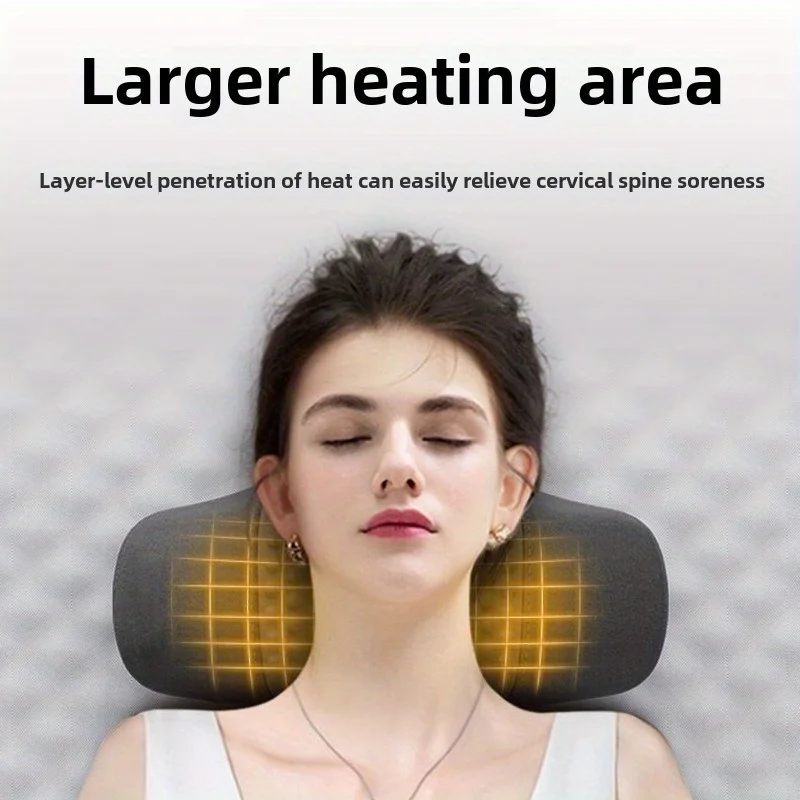 Neck Massage Pillow with Vibration Heating Neck Sleep Pillow 5-point Charging Model - Vibration+heating+built-in Lithium Battery image 2