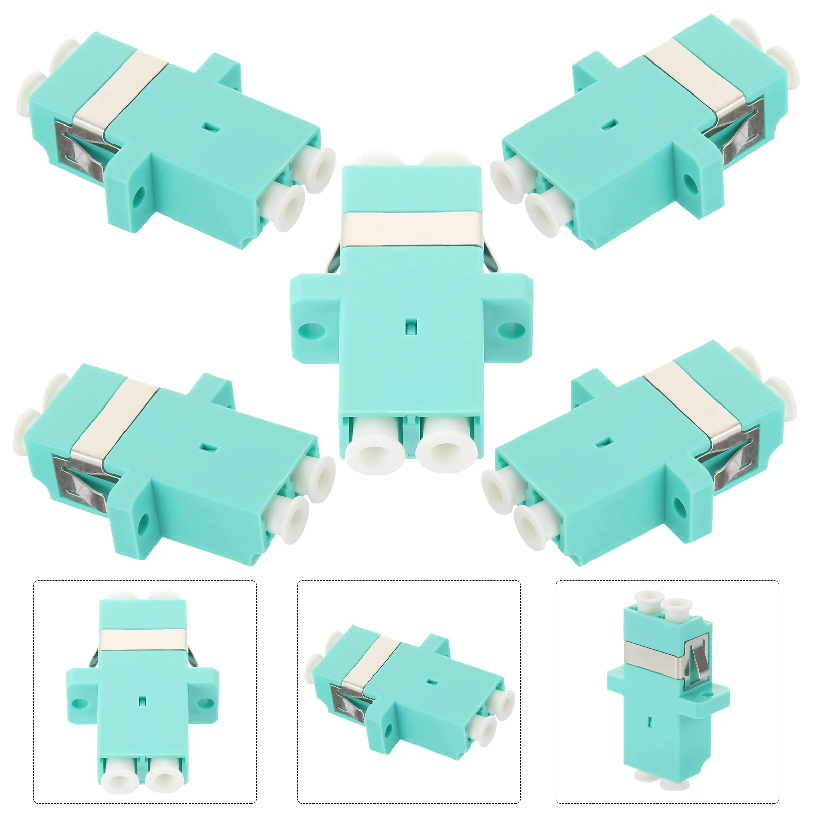 

5 PCS Fiber Optic Flange Adapter Duplex Converter Lc to Coupler Cable Connectors Small Couplers