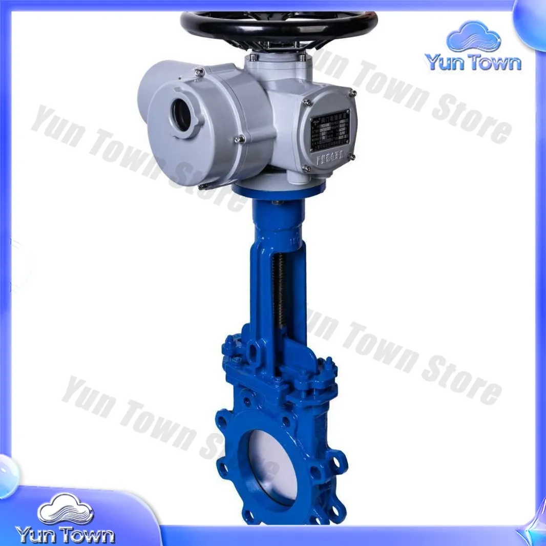 Electric Knife Gate Valve for Papermaking Slag Disposal and Packaging Industry Stainless Steel Soft Sealed Pull Type Electric