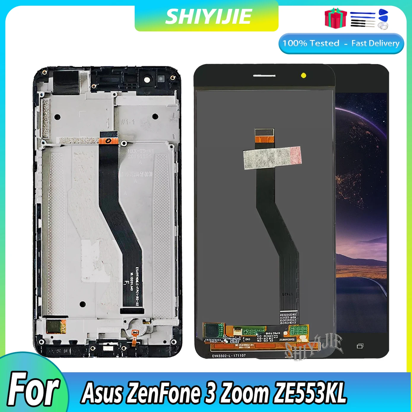 

100% Tested LCD for Asus ZenFone 3 Zoom ZE553KL ZE553 Z01HDA LCD Display Touch Digitizer with Frame Free Tools Screen Assembly