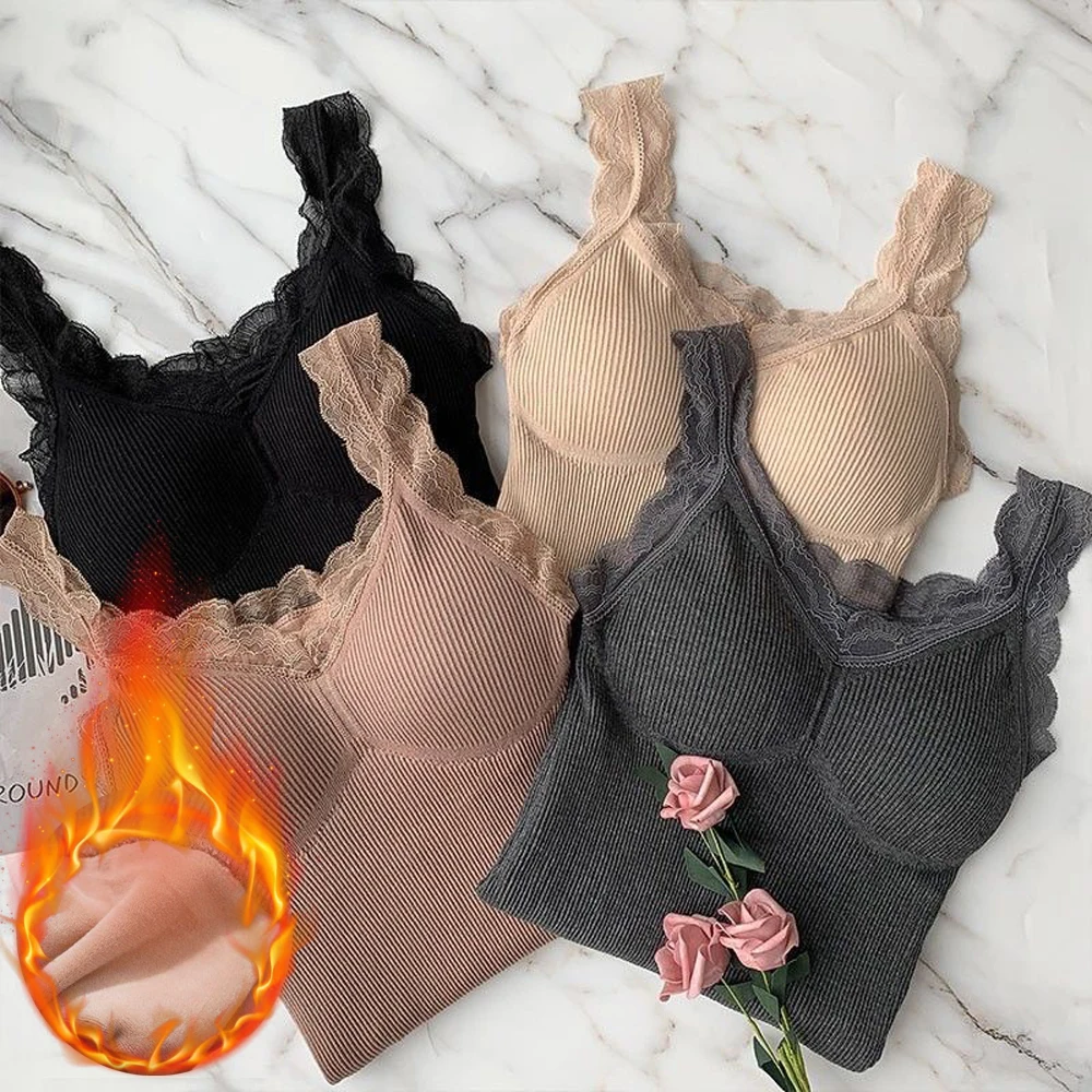 Winter-Thermo-Unterwäsche-Weste für Damen, eng anliegend, ärmellos, warme Oberteile, Spitze, Thermo-Unterwäsche-Weste