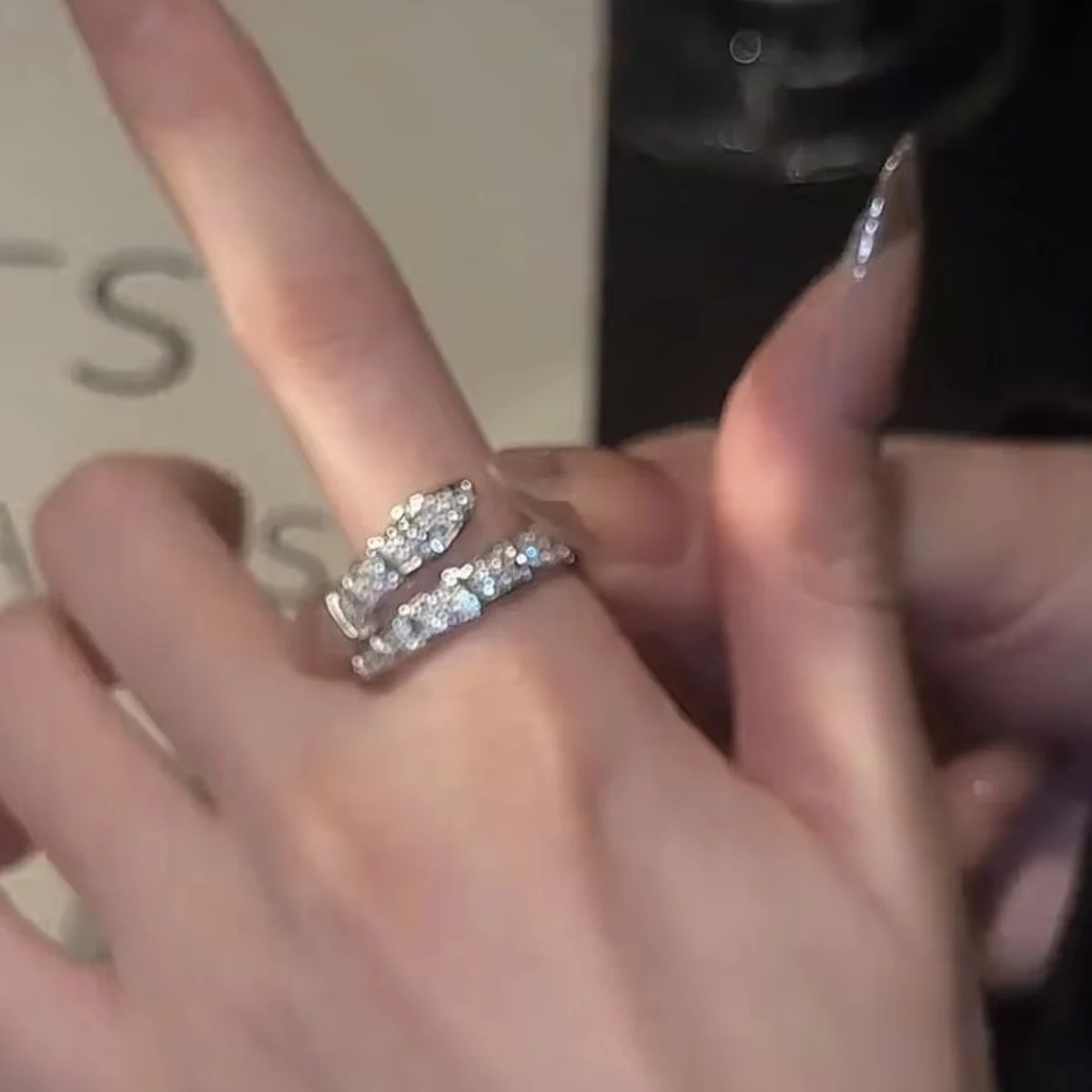 Light Luxury Silver Color Snake Shape Rings Women's Fashion  Ring Delicate Open Index Finger Ring Wedding Jewelry image 2