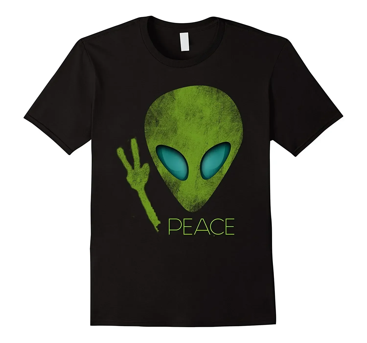 

Funny UFO Cute Alien Peace T-Shirt 100% Cotton O-Neck Summer Short Sleeve Casual Mens T-shirt Size S-3XL