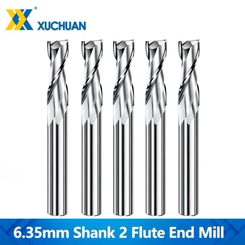 

Router Bits 2 Flute Sprial Milling Cutter 6.35mm Shank End Mill Carbide Up Cut Milling Tools