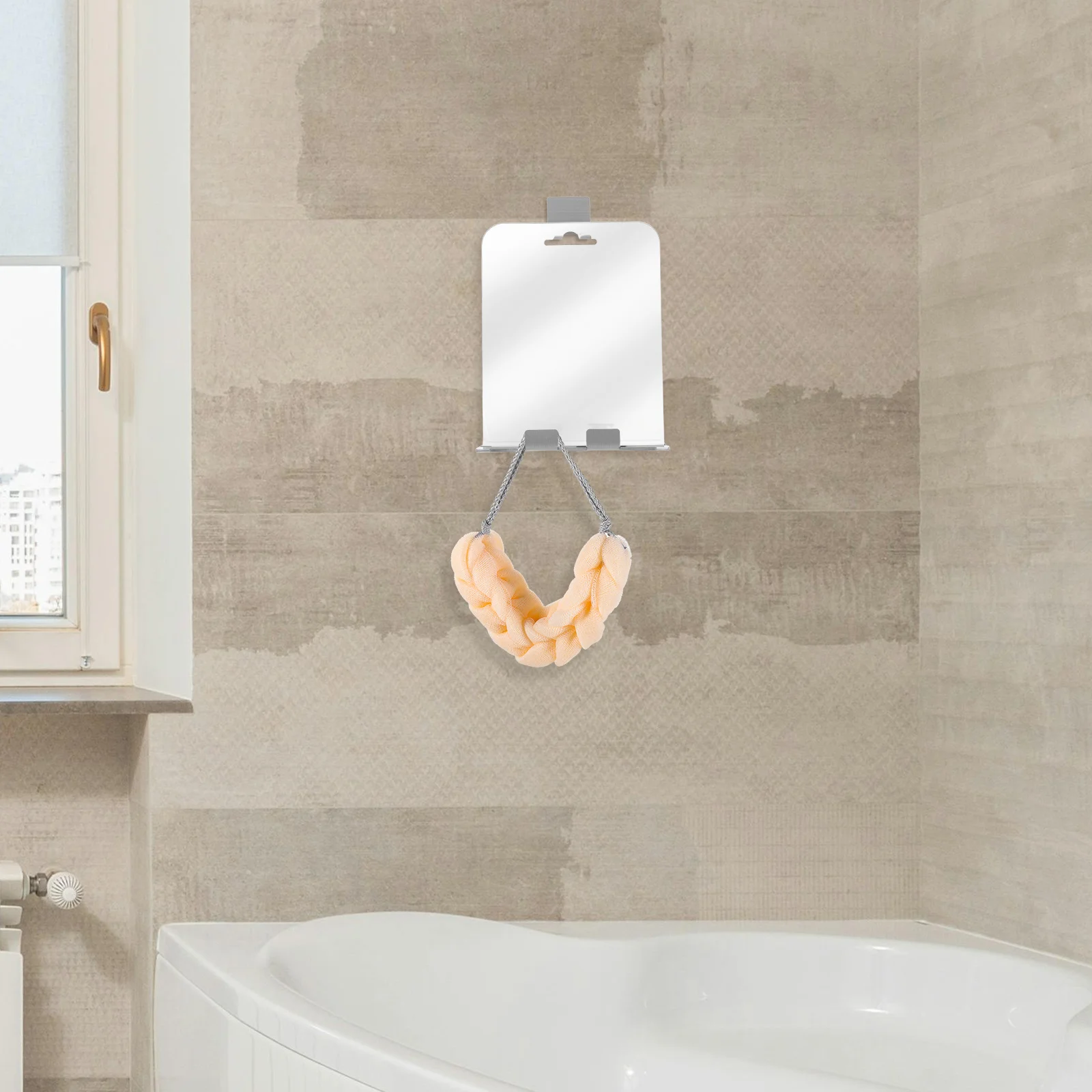 Antibeschlag-Duschspiegel mit Regal, Haken aus Edelstahl, Wandmontage, Rasierschminkspiegel, beschlagfreies Duschzubehör