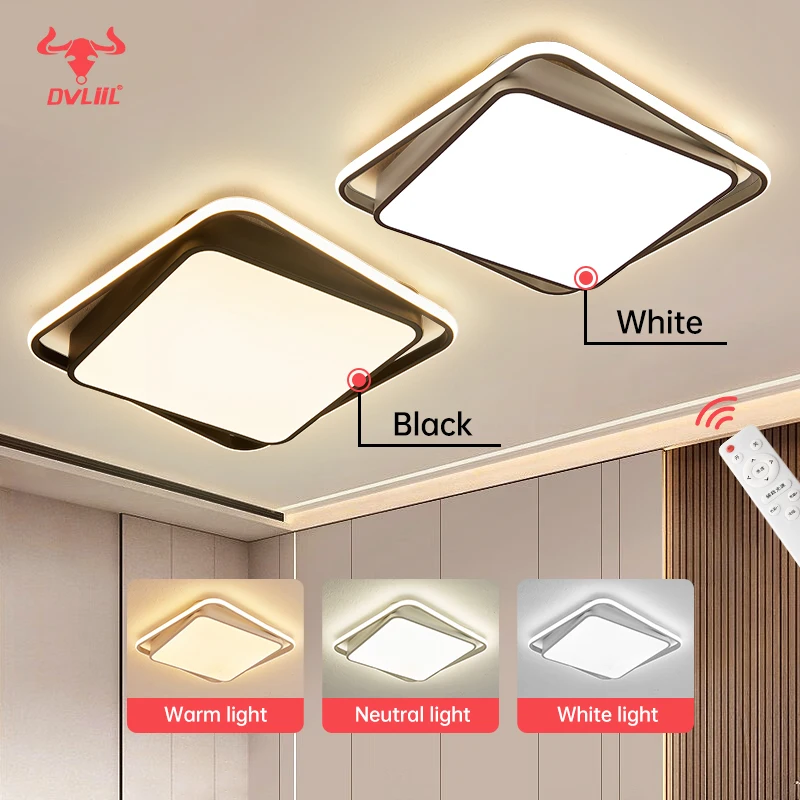 Modern LED Ceiling Light Three Color Dimming 72W Square Led Celling Lamp Suitable for Bedroom Hallway Living Room Pendant Light 