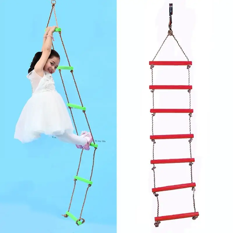 Kids Outdoor Swing Seat Climbing Ladder Disc Rope Swingset Backyard Garden Toy