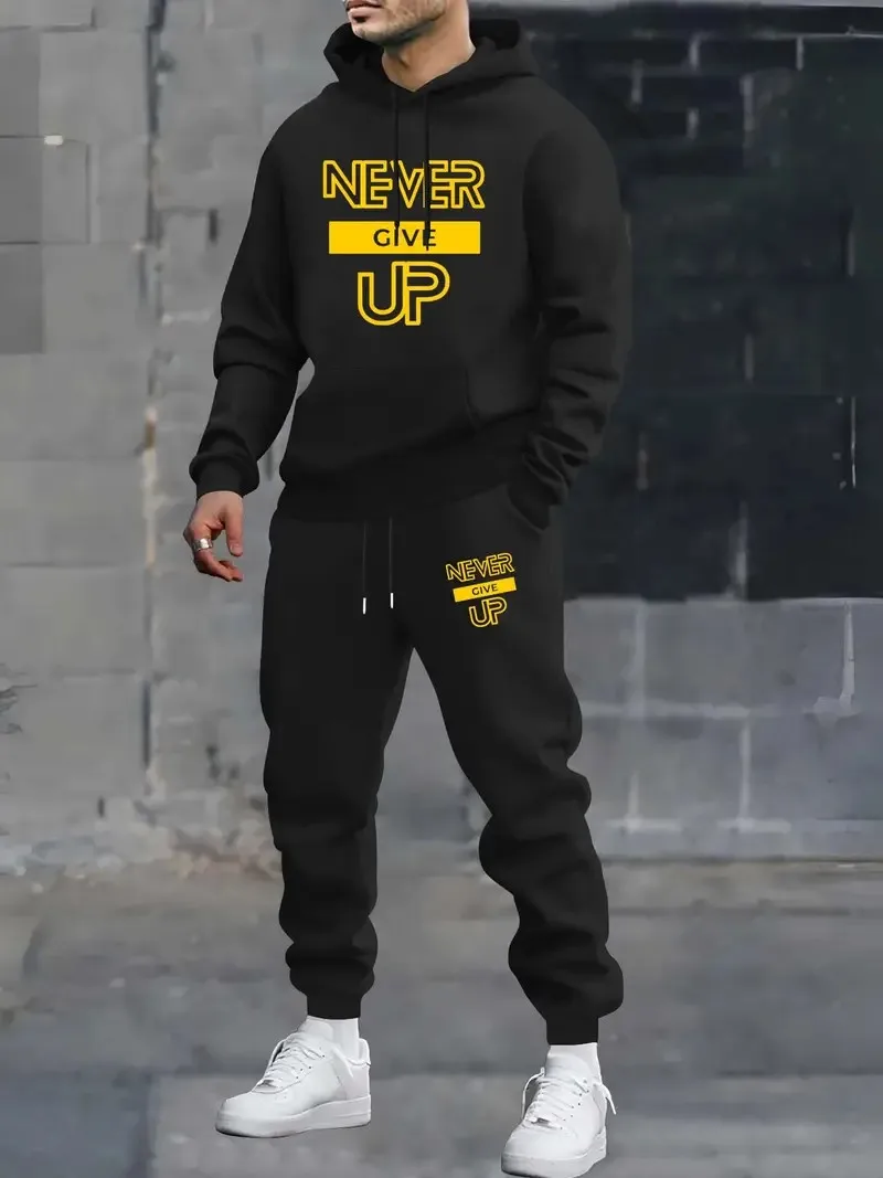 

The 2025 autumn new 3D printed comfortable and casual men's outdoor sports sweatshirt and sweatpants set