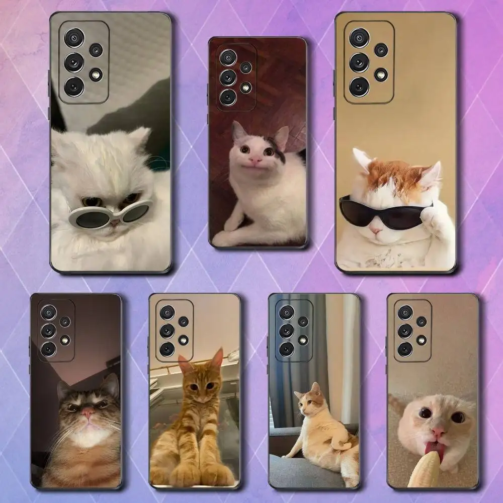 

Funny Memes Cat Phone Case For Samsung S25,S24,S23,S22,S21,S20,S10,Ultra,Plus,Lite,FE,Soft Silicone Black Cover