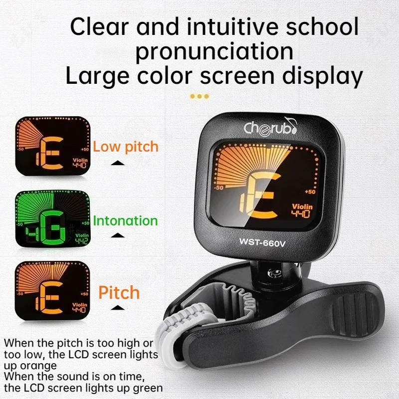 Compact Precise Violin Tuner Professional Portable Rotatable Stable LCD Clip-on Violin Tuner Musical Instrument Accessories