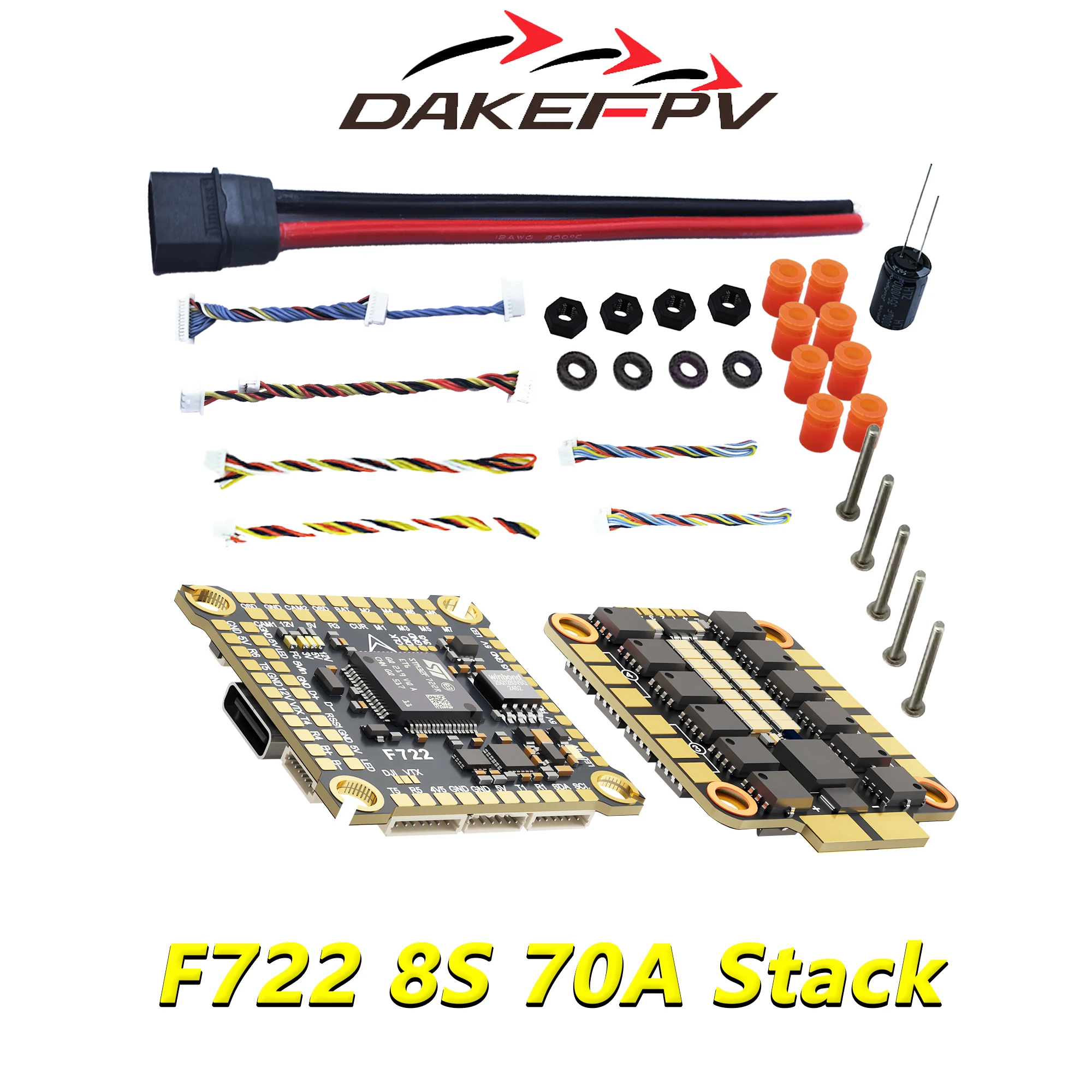 DAKEFPV F722 FC 8S 70A STACK 4IN1 Blheli_S Bluejay 8bit ESC F722 Flight Stack Unterstützung Betaflight INAV Für FPV 5 zoll RC drohne DIY