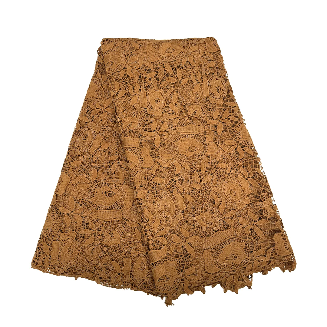 Beauty Tissue Cord Lace Fabric Nigerian African Hot Sale Wedding Party Dress Guipure Cord Water Souble Lace Fabric For Women