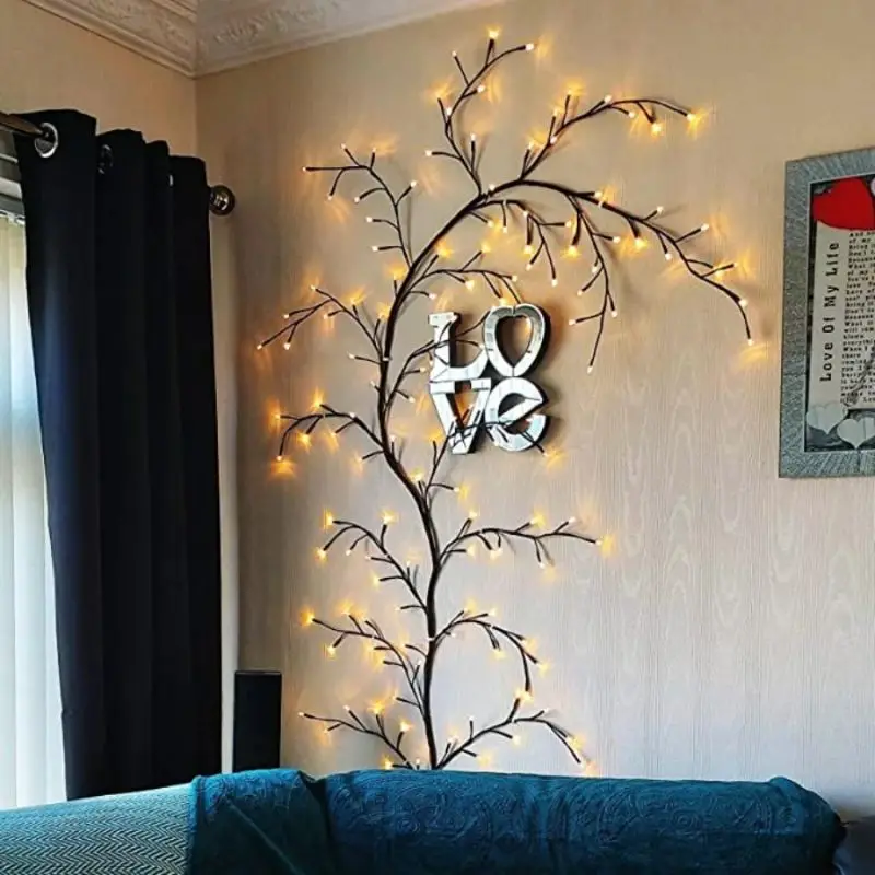 Shiny Enchanted Willow Vine Bendable Lighted Vine Tree Branch Led Wall Tree Enchanted Willow Vine Light Bookshelves Vine Lights