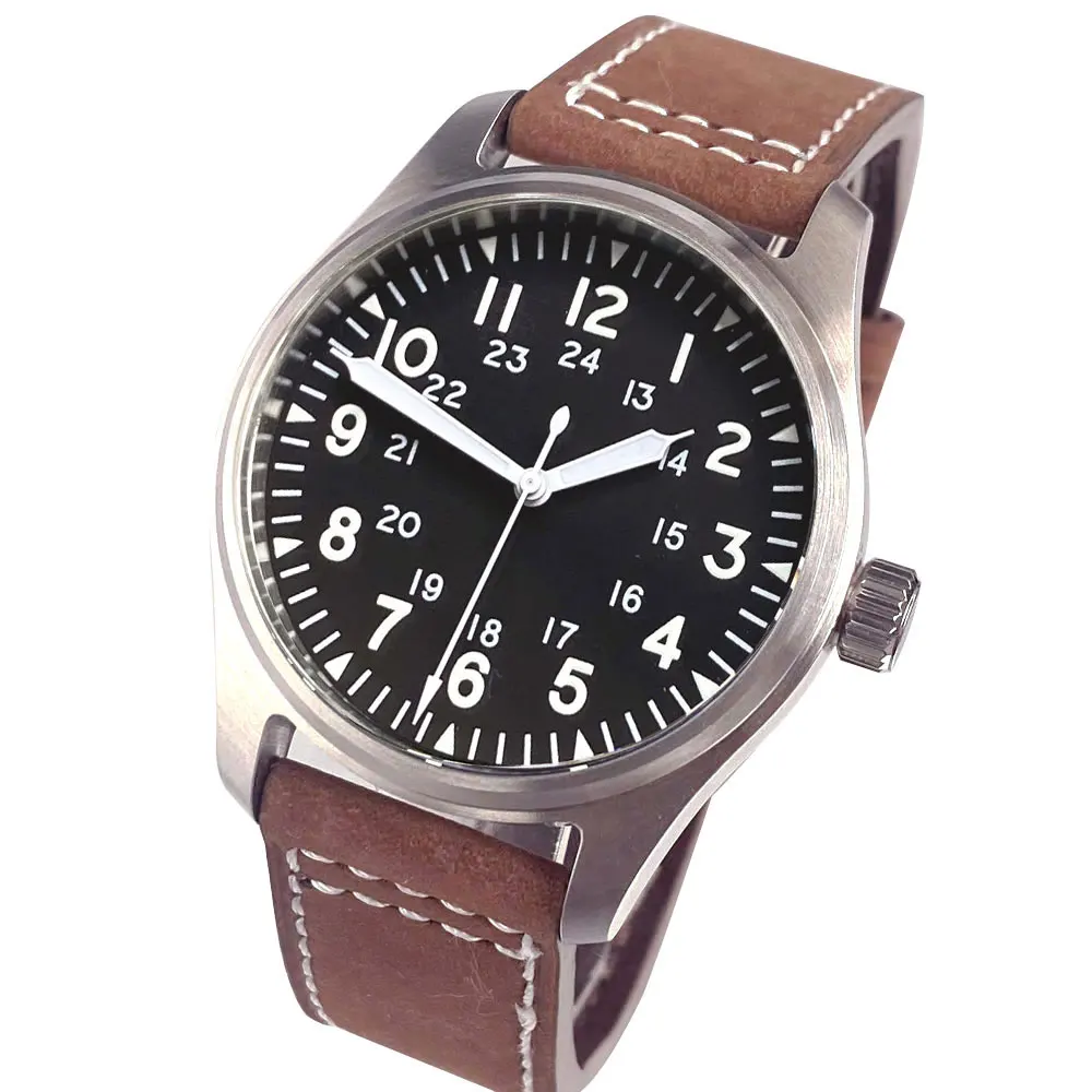 Automatische Pilotenuhr für Herren, 39 mm, Miyota8215, 20 bar, wasserdicht, mechanisch, Retro-Fliegeruhren, Saphirglas, 316L-Stahl – Detail 14