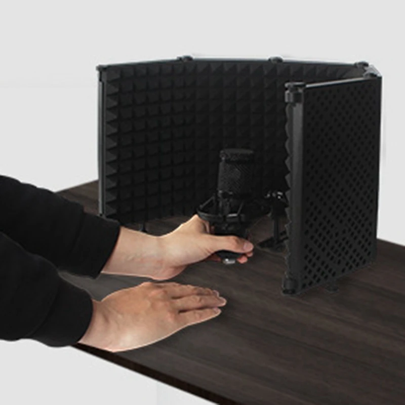 Adjustable Microphone Isolation Shield Foldable Studio Recording Mic Filter Mic Sponge Soundproof Shield