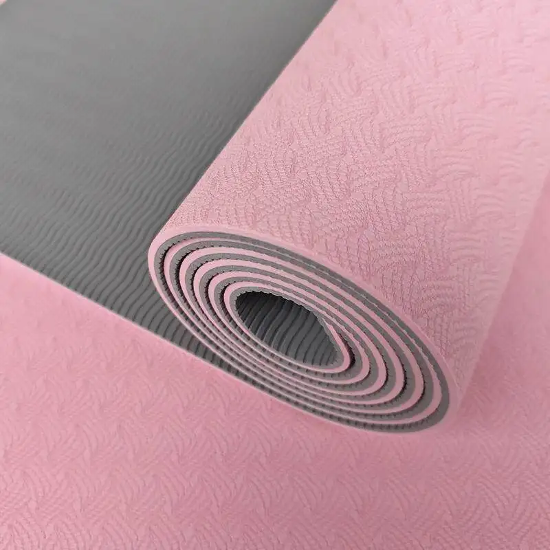 Ultra Thin TPE Yoga Mat Non Slip Portable Lightweight Fitness Mat for Home Gym with Sound Insulation & Shock Absorption