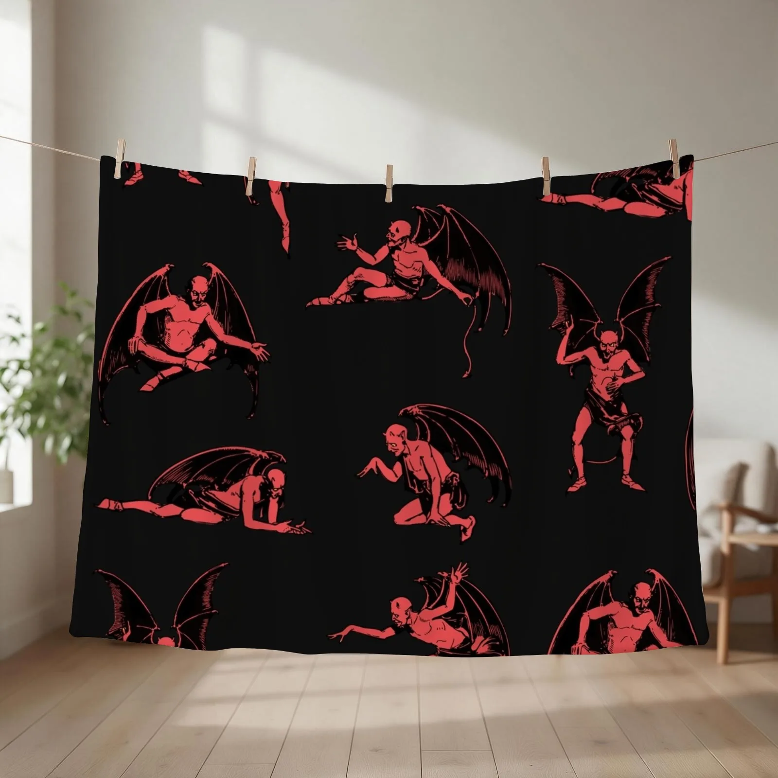 Devils & Demons Sticker Pack Classic Vintage Spooky Halloween Goth Stickers + More (Order Medium-XL ) Sticker Throw Blanket
