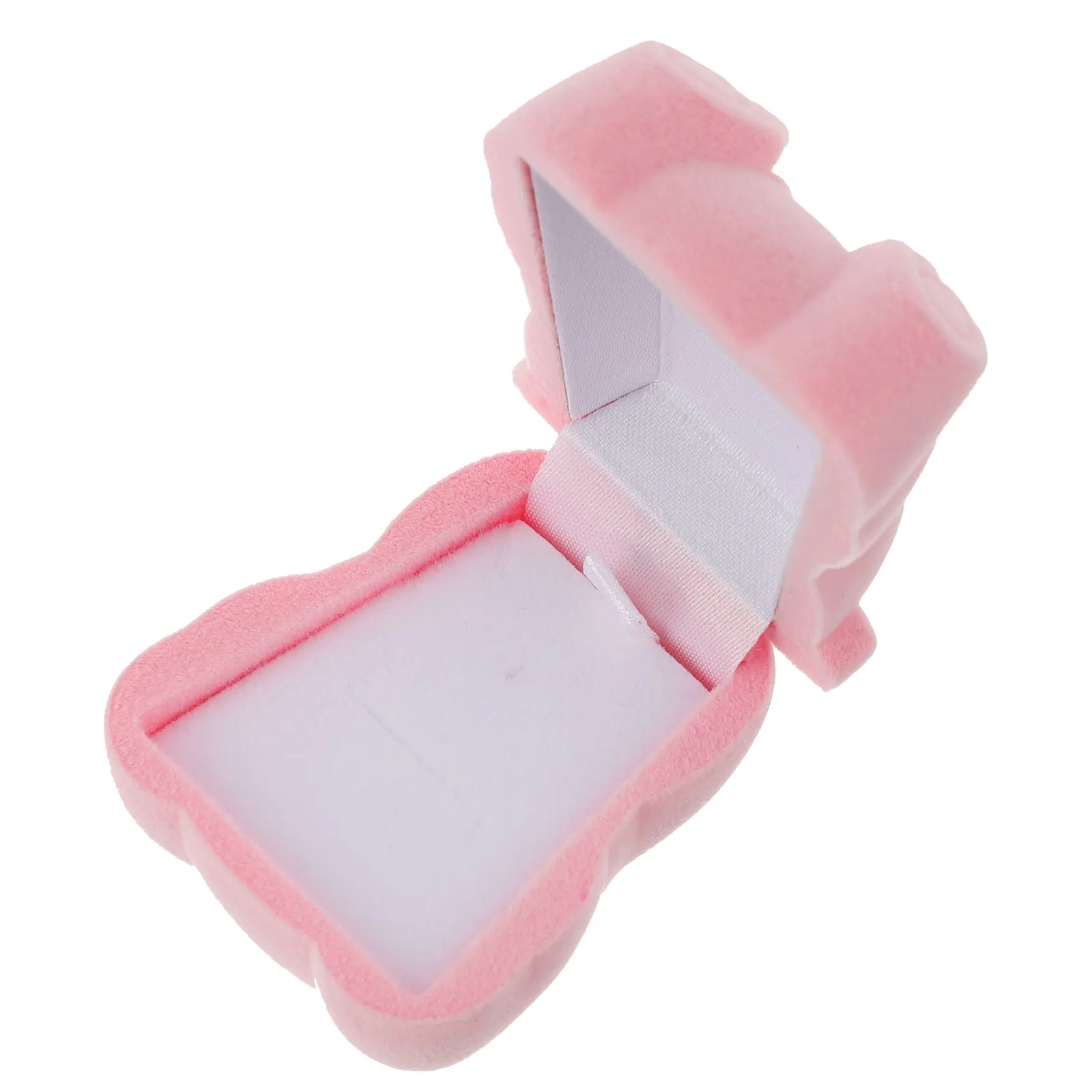

Flannel Jewelry Box Pink Ring Storage Bear Shape Holder Valentine Day Case High Quality Material Durable Practical Long Lasting
