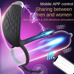 Sex Toy Penis Ring Electric Shock APP Remote Control Vibrator for Couple G-Spot Orgasm Stimulator Soft Shock Vibrator Cock Ring