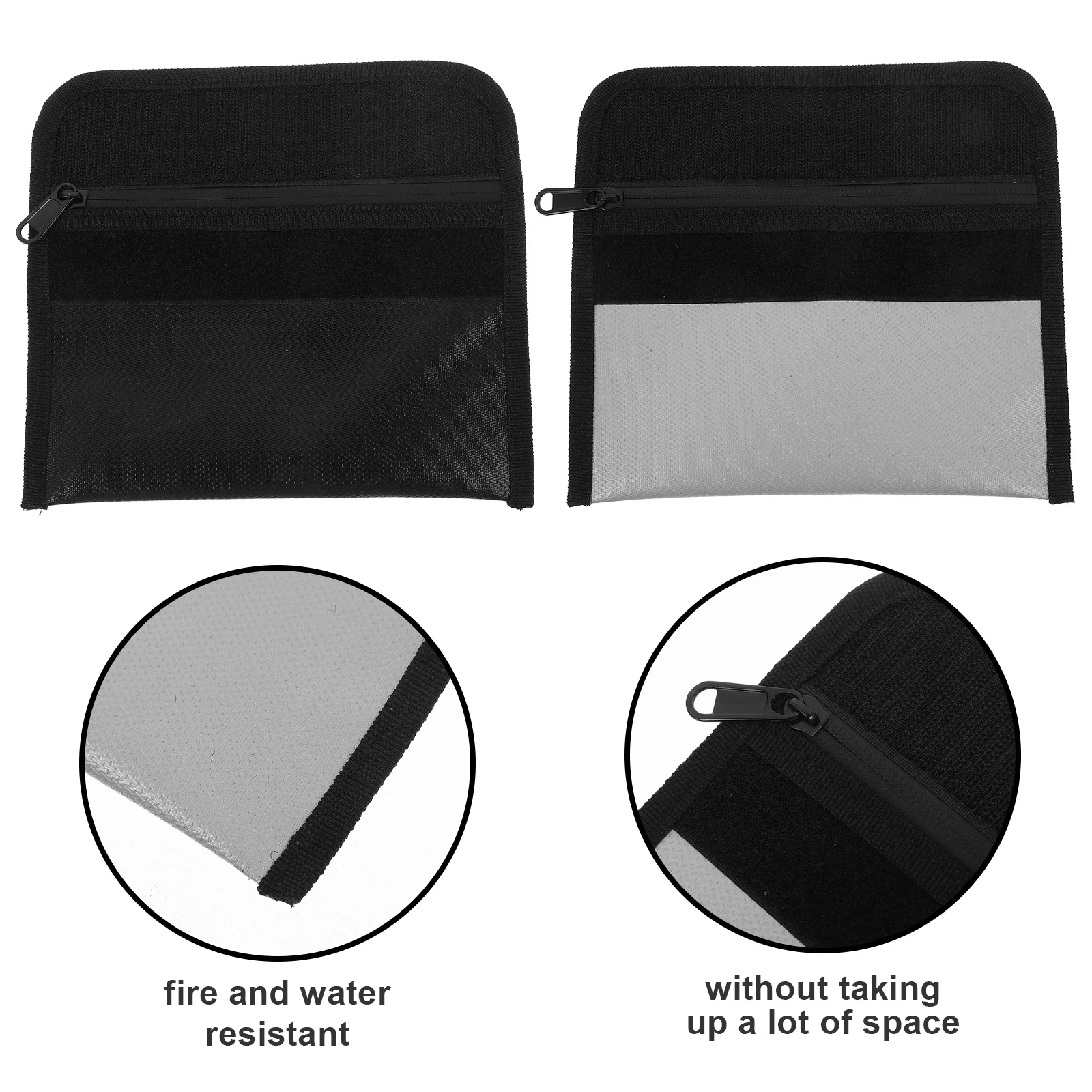 2Pcs Fireproof Document Bag Portable Money Bag for Cash Travel File Holder Water Resistant Document Organizer Fireproof Storage