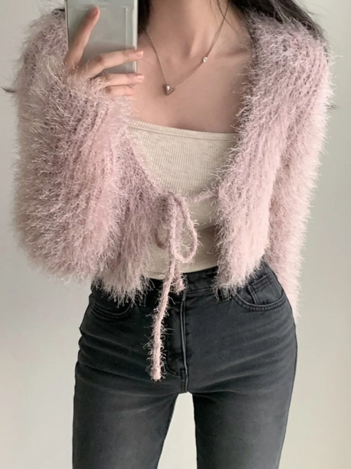 

Sweet ort Knitted Sweater Women's Spring Autumn 2025 New Sle Youthful High-End Camere Open Cardigan Soft Cozy V-Ne Lo...