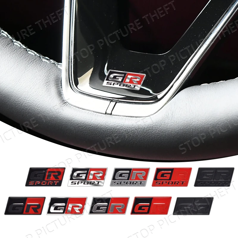 Metal Alloy GR Sport Logo Car Steering Wheel Badge Interior Sticker Decoration Emblem For Toyota RAV4 Yaris Camry Corolla Vios