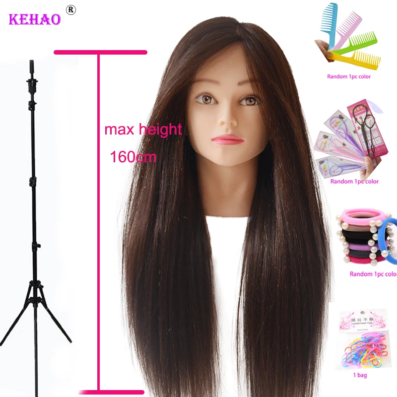 

80% Human Hair Doll Head for Hairstyles Mannequin Head Hair Training Head Braid Hairdressing Practice Hair Styling Child Gift