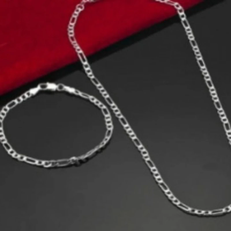 

Стерлингового Серебра 925 пробы, 4 мм, комплект ожерелья-браслетов «три до одного», 40-75 см, подарок на день рождения, годовщину вечеринки