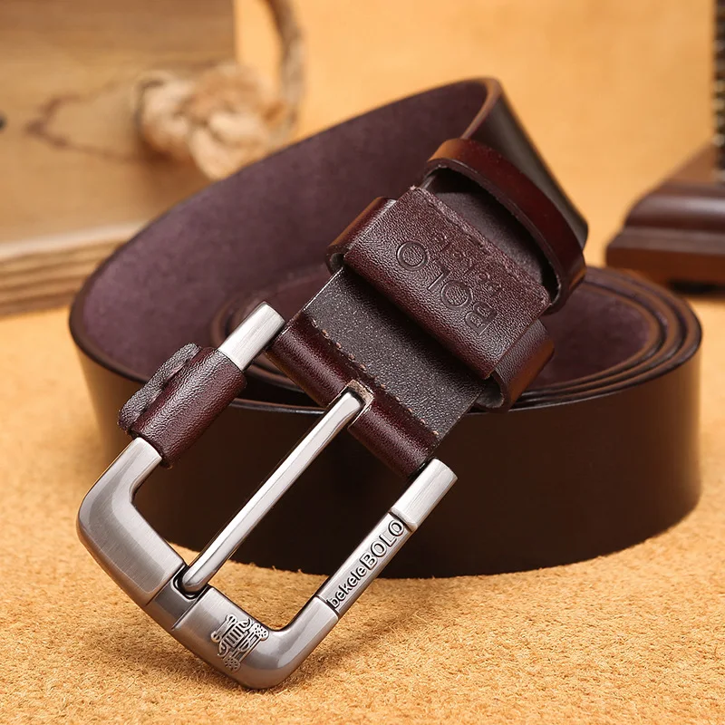 Herrengürtel Neuer modischer Herren-Luxus-Designer-Gürtel 3,8 cm Rindsledergürtel Dornschließe Herren-Gürtel aus echtem Leder 105-125 cm – Detail 7