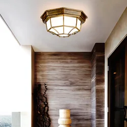 Outdoor Entrance Aisle Corridor Ceiling Lamp European Retro Outdoor Waterproof Moisture-Proof Octagonal Lamp LED