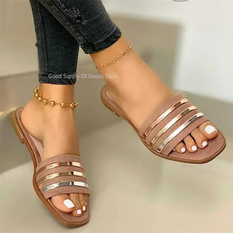 

Summer Slippers Women Luxury 2025 Outdoor Beach Flip Flops Female Flat Sandals Woman Trend Design Slides Shoes Plus Size 43