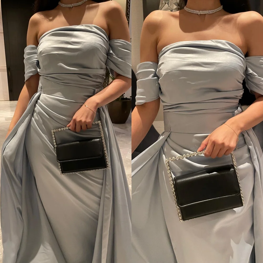 

Customized Exquisite Off the Shoulder Sleeveless Evening Dress High Quality Jersey Prom Dresses Temperament Homecoming Gowns