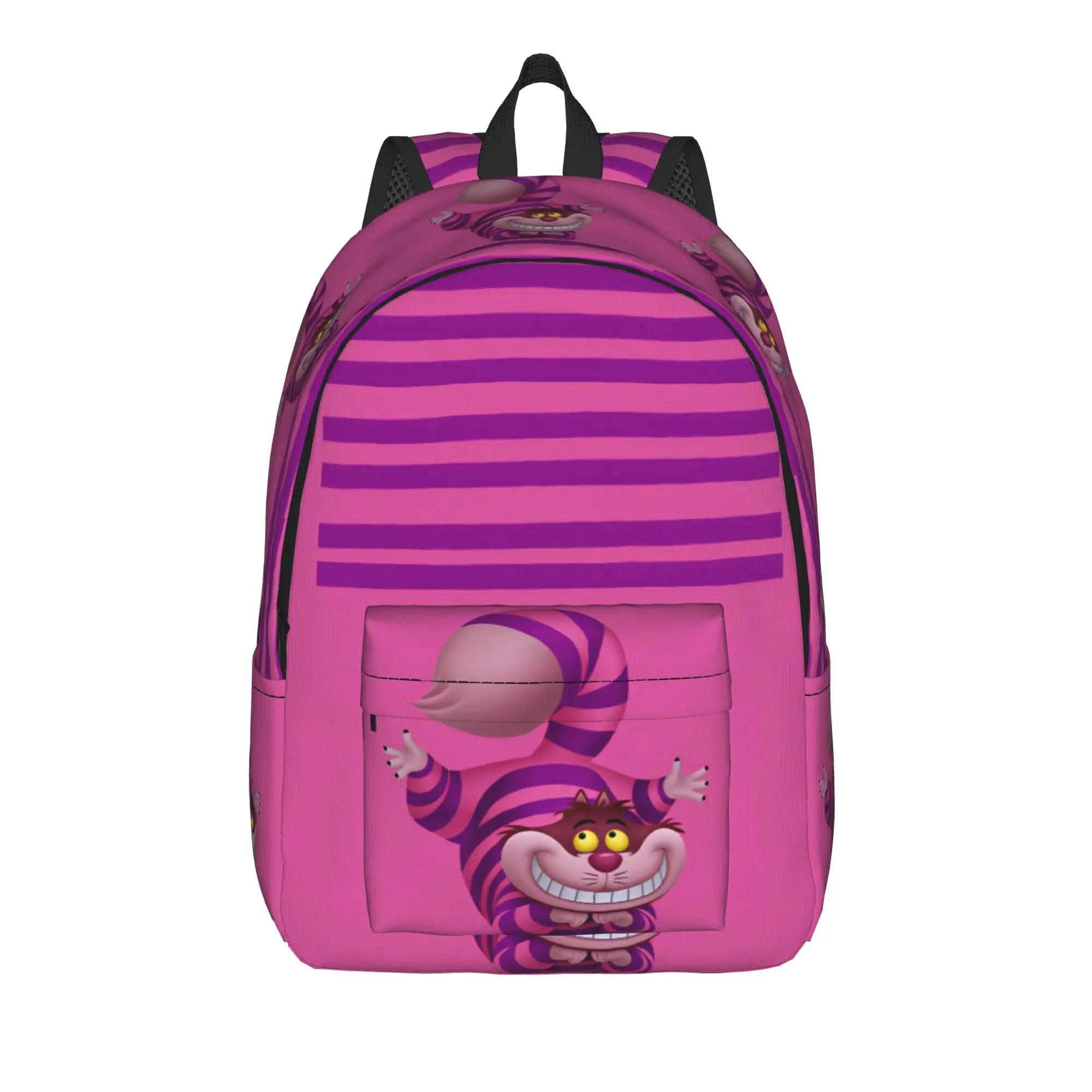 Cheshire Cat Character Stripe Backpack  Elegant Backpacks Girl Camping Durable School Bags Design Rucksack
