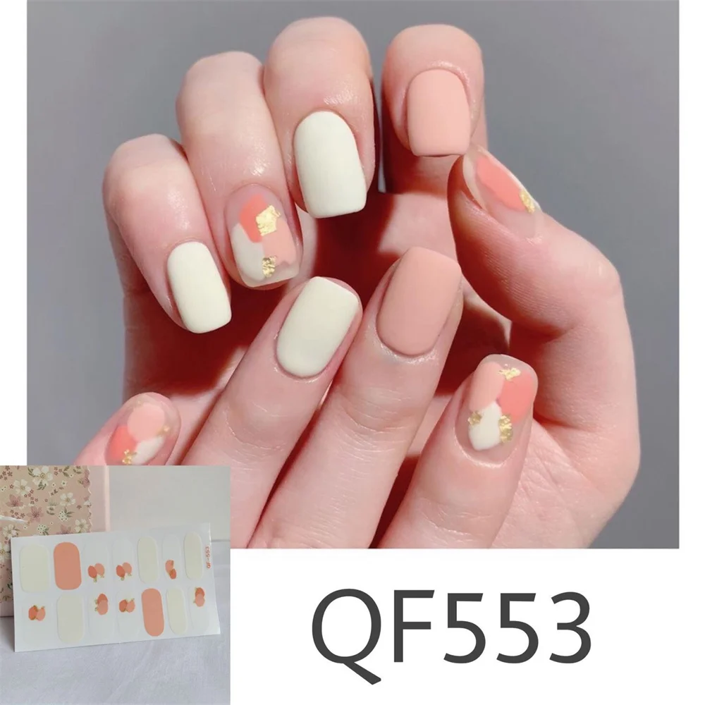 1/3pcs Sweet Nail Stickers New Ins Style Hit Color Manicure Decoracion Accessories Nail Strips Nail Supplies Nail Parts