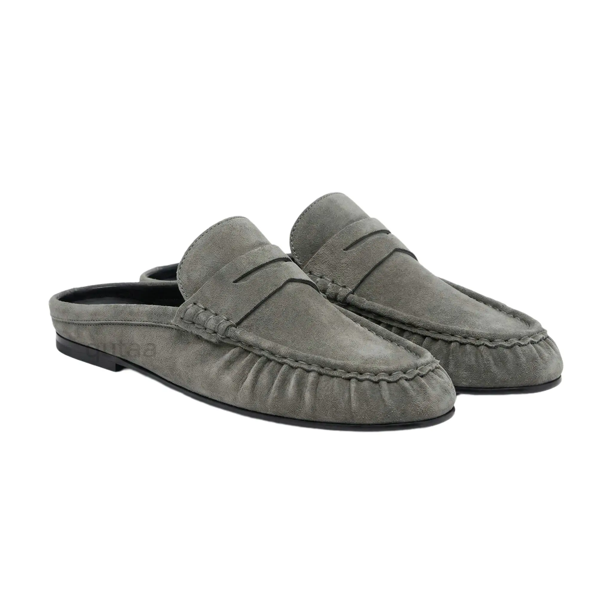Women's Cow Leather Slingback Mules - Round Toe Flats