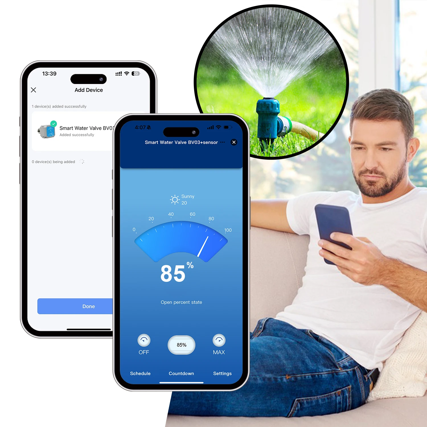 DN20 Smart Water Valve 3/4 Inch Smart Water Management System WiFi Remote Control Faucet Timer for Hose, Sprinkler Water Timer,