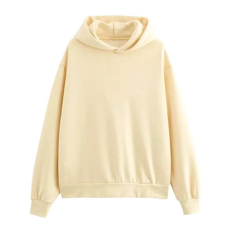 TRAF 2024 Women Hooded Coat Autumn Women Oversized Pullover Outerwears Fashion Casual Hoodies Beige Pink Yellow Grey Black Coats