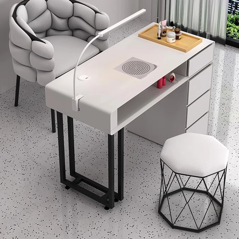 White Professional Manicure Table Cleaner Aesthetic Living Room Nail Tech Table Makeup Mesa Manicura Salon Furniture LJ50MT