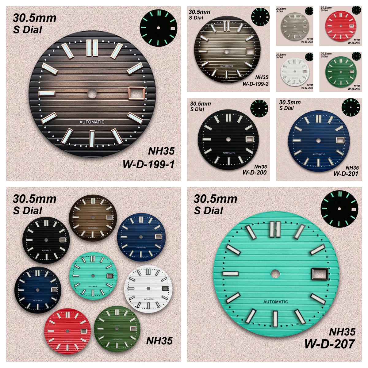 

30.5mm S Logo Dial suitable For NH35 NH36 Movements Green Luminous High Quality Watch Repair Watch Modification Accessories