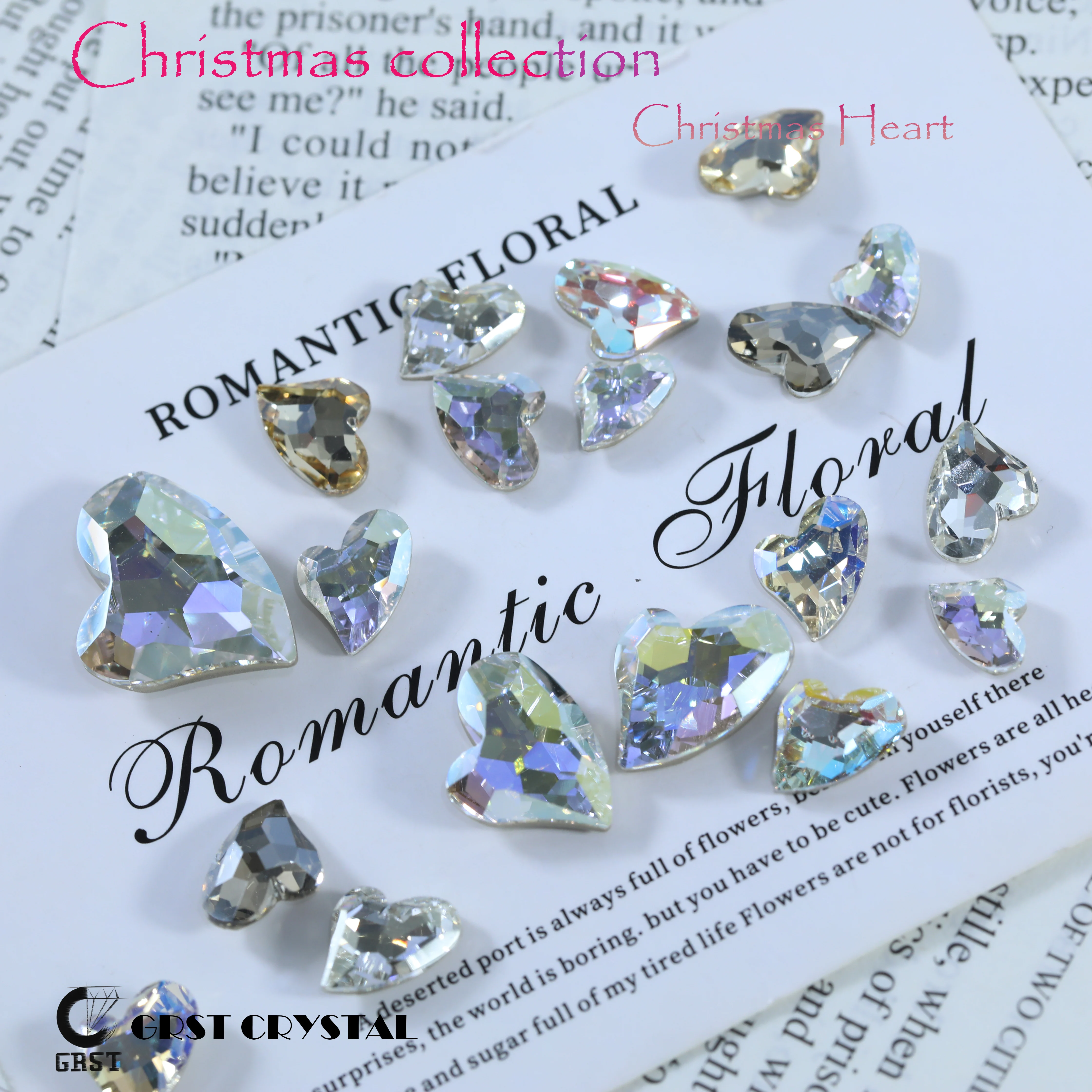Glänzende Weihnachtsherz-Strasssteine mit spitzer Rückseite, Kristalle für DIY-Bastelarbeiten, Nagelkunst, Haarschmuck, Taschen, Hochzeitskleider, Kleidungsstücke – Detail 4