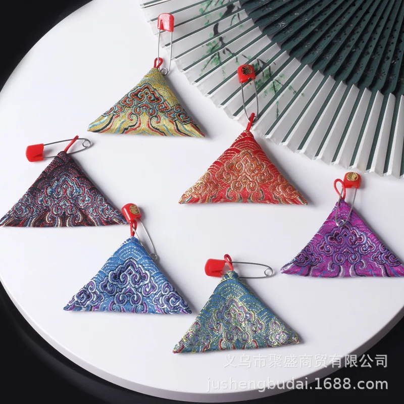 Triangle Lotus Bag Newborn Fetal Hair Storage Bag Handmade DIY Mini Empty Bag Red Polyester