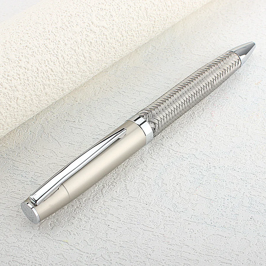 1 PCS Premium Metal Ballpoint PenSteel wire weaving Barrel for Smooth Writing Experience and High-End Design-Black Ink-Office