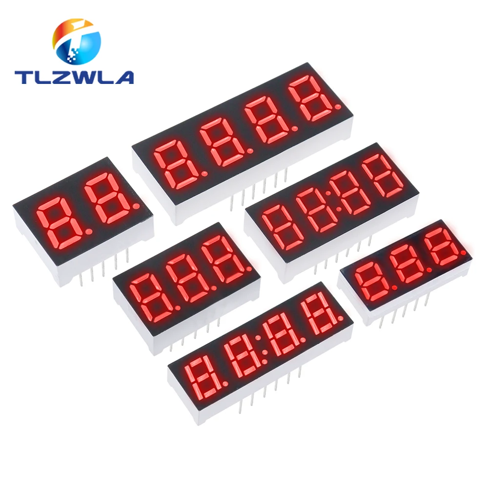5PCS LED Digital Tube Display 0.28/0.36/0.4/0.56/0.8-Inch 1/2/3/4-Bit 7 Segment Common Cathode/Anode Red/White/Yellow/Green/Blue