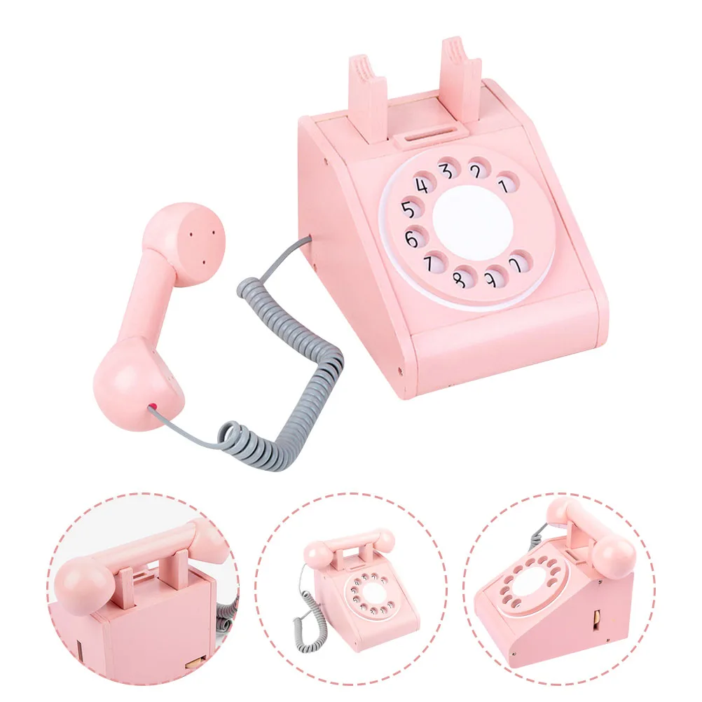 

Wooden Telephone Simulated Phone Call Kids Educationalparent Child Interaction Plaything Decorative Toywooden Phone