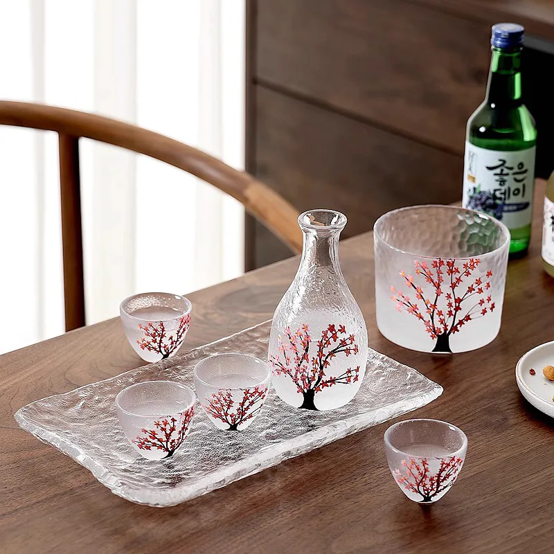 Japanese Hand-painted Cherry Blossom Glass Fruit Sake Pot, Tea Set, Creative Restaurant, Home Decor Accessories 2