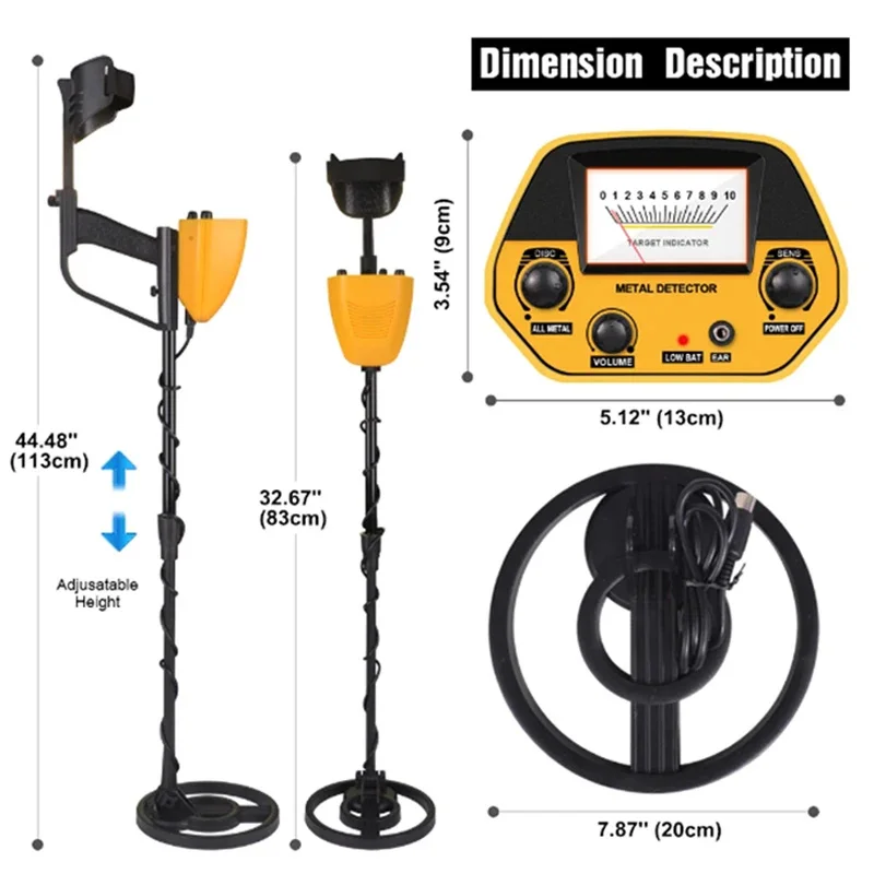 MD5090 Underground Gold Metal Detector Finder Objects Buried Search Treasure Long Range Scan Treasure Hunter with Headphones