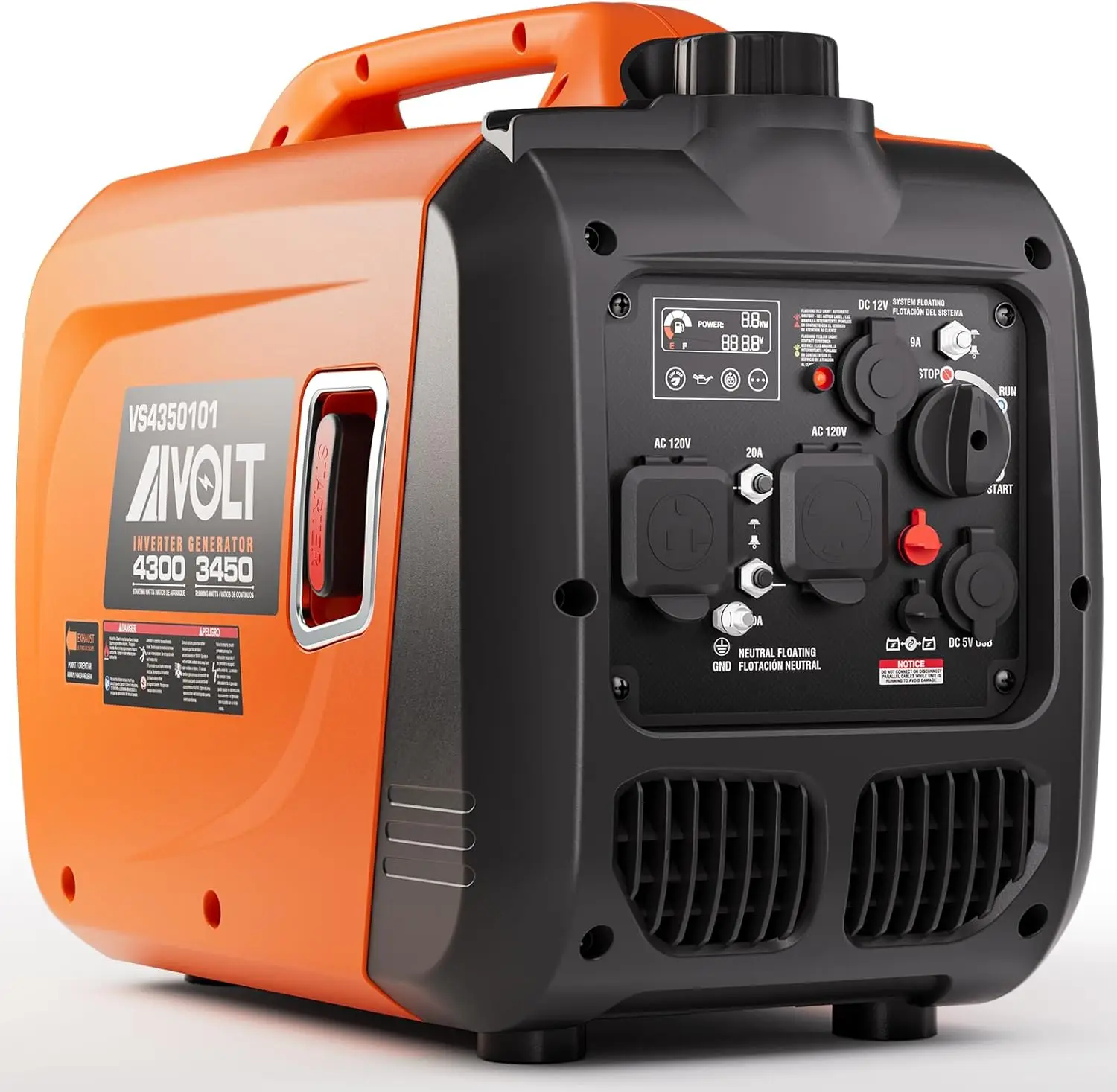 AIVOLT Inverter Generator 4300W Gas Powered Portable Super Quiet Outdoor Generator RV Ready for Camping Tools and Home Use, EPA