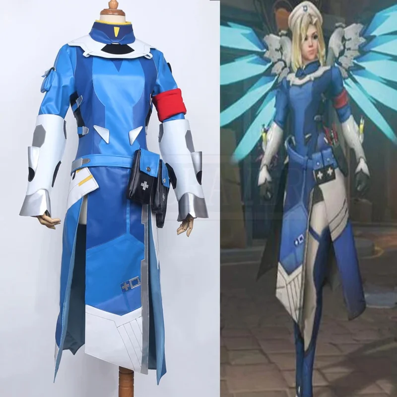 Game OW Mercy Field doctor Cosplay Costome New Game Skin Dresses Custom Made