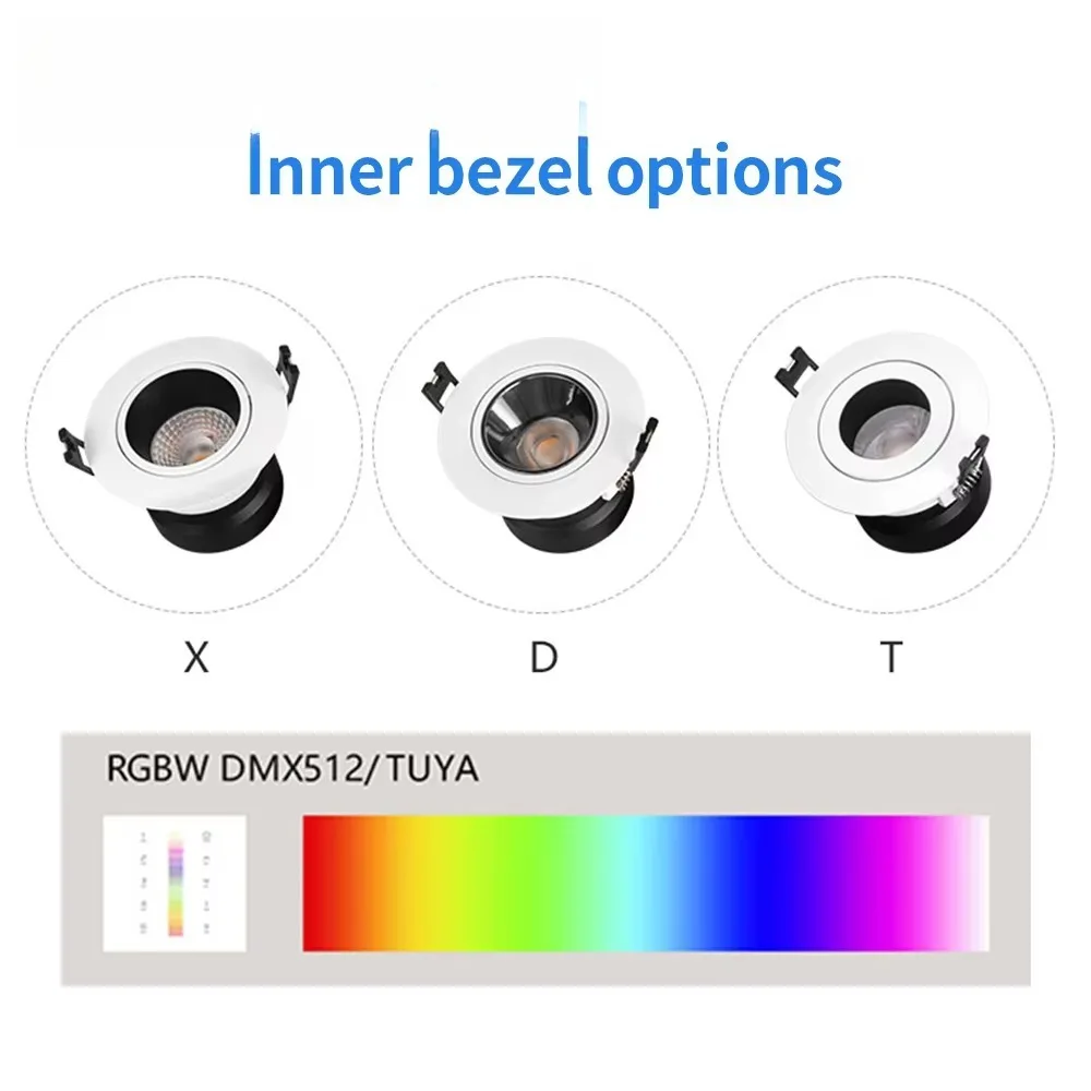 Picture 5: 8W-50W Ultra Anti-Glare Smart Dimmable RGBCW Downlight Recessed Ceiling Spotlight COB LED Downlight