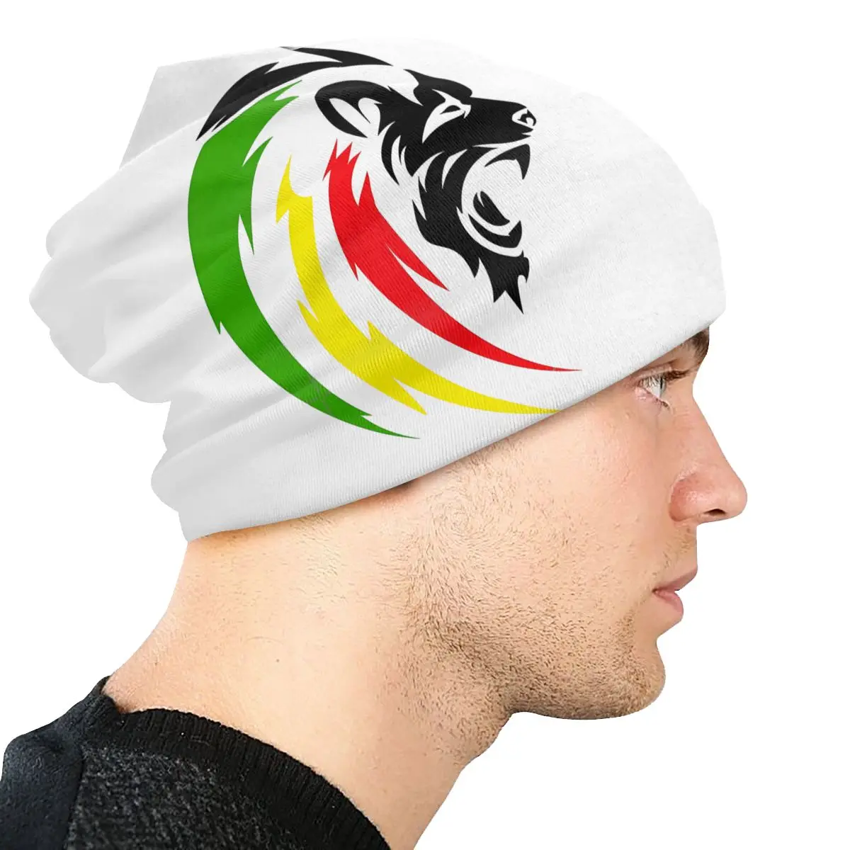 Reggae Flag Rastafarian Rasta Lion of Judah Unisex Bonnet Hip Hop Double Layer Thin Hats For Men Women